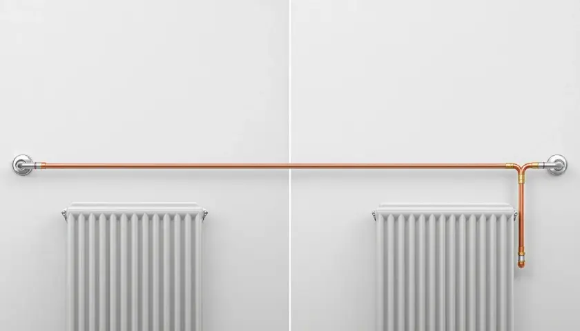 Schemat jak podłączyć dwa bojlery: instalacja miedziana do grzejnika.