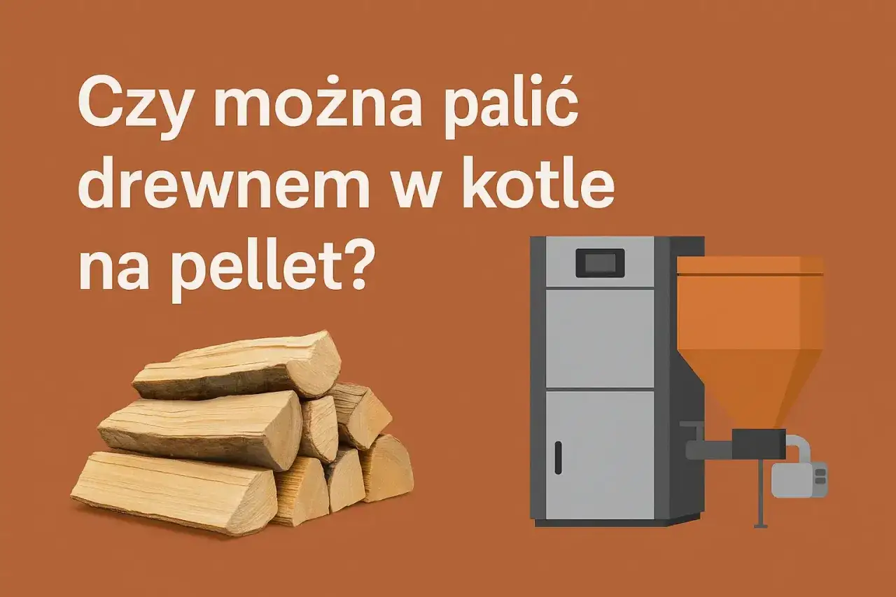 Stos drewna obok kotła na pellet. Czy można palić drewnem w kotle na pellet?